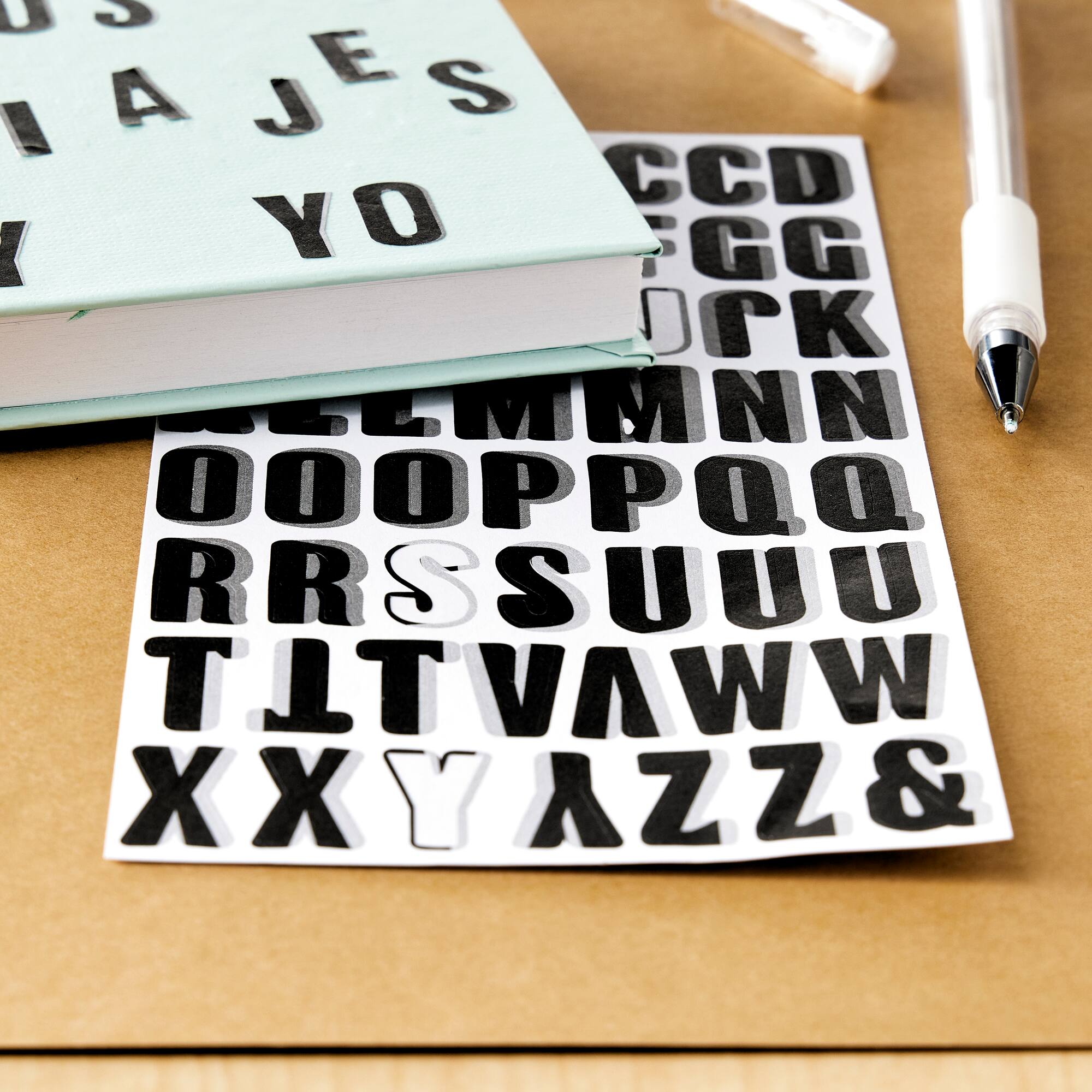 Black Block with Gray Shadow Alphabet Stickers by Recollections™